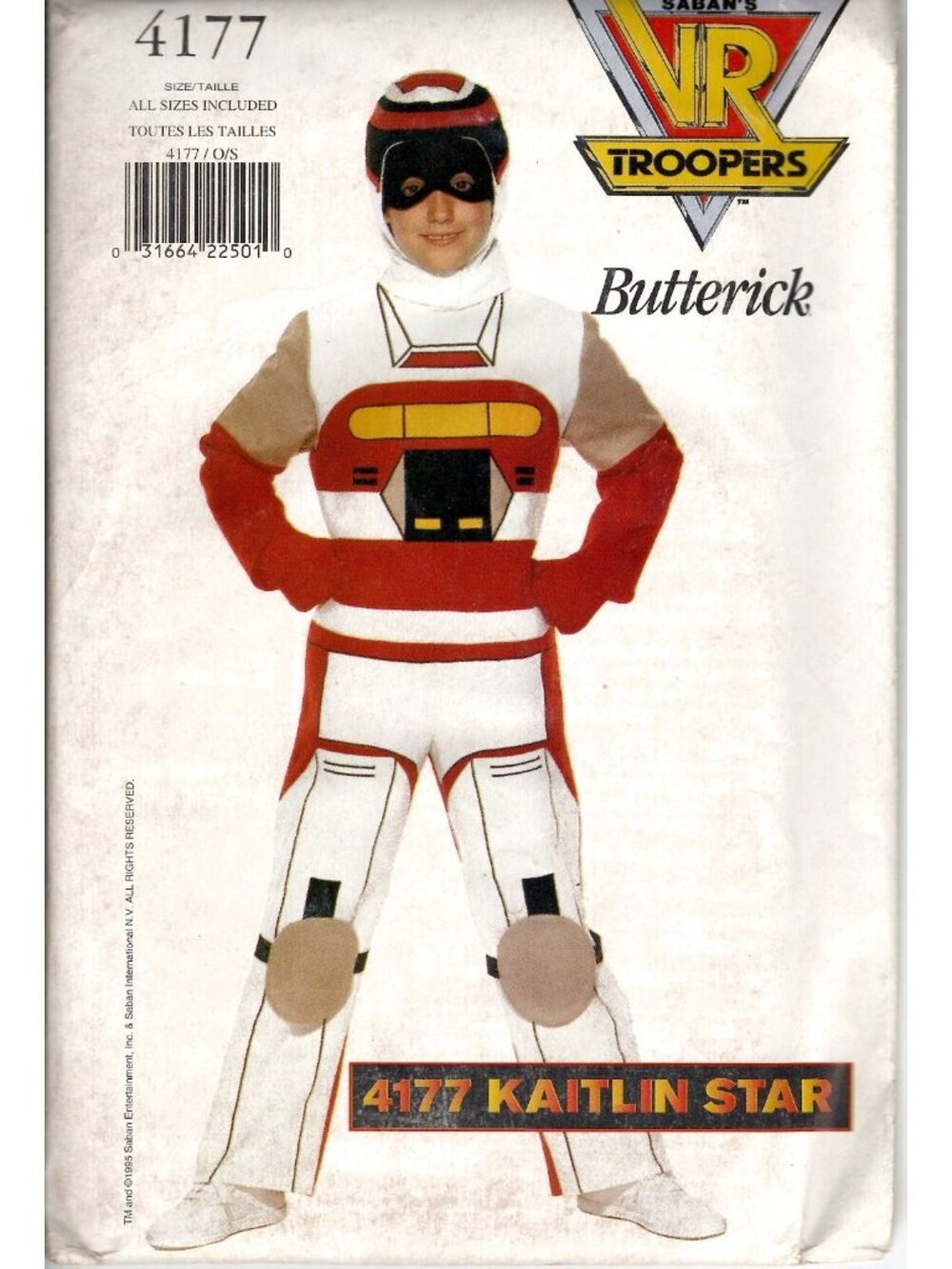 Butterick 4177 Girls OS Kaitlin Star VR Troopers Costume Uncut Sewing Pattern